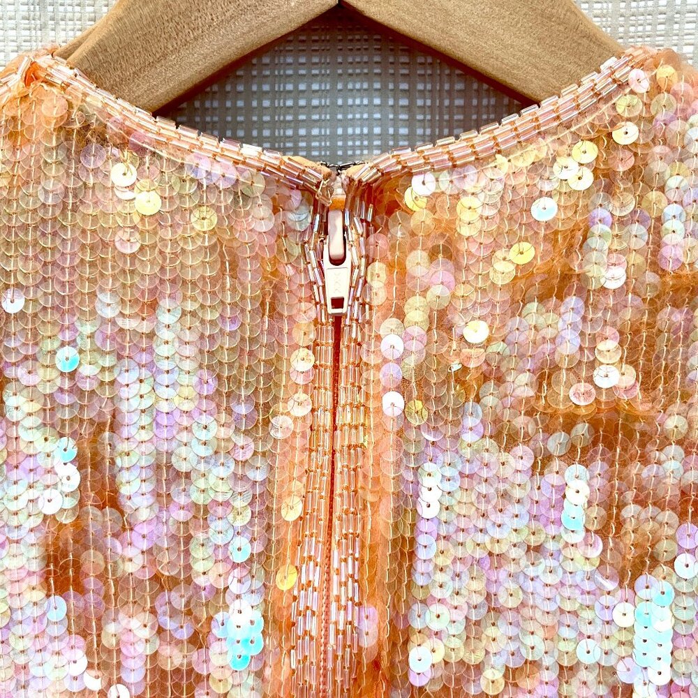 Vintage Rare Victor Costa Glamorous Sequins Beaded Top Glam 80s Sequins 24/7 - Picture 9 of 16